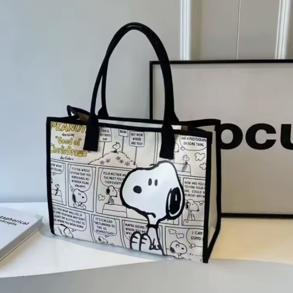 Snoopy Black and White Comic Tote Bag